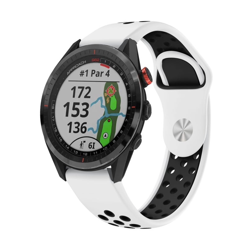 S-TOP For Garmin Approach S62 22mm Sports Breathable Silicone Watch Band(White+Black) - Image 1