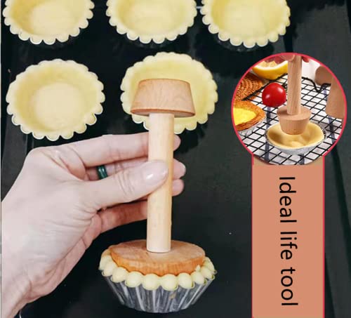 BRYHZKCM 3 Pieces Wooden Tart Tamper Set Double Side Pastry Dough Tamper Egg Tarts Tamper Pastry Tools DIY Cake Pastry Tools for Making Egg Tart, Pasta, Cheesecakes Dessert Kitchen Baking Tools - Image 4