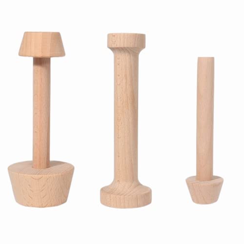 BRYHZKCM 3 Pieces Wooden Tart Tamper Set Double Side Pastry Dough Tamper Egg Tarts Tamper Pastry Tools DIY Cake Pastry Tools for Making Egg Tart, Pasta, Cheesecakes Dessert Kitchen Baking Tools - Image 1
