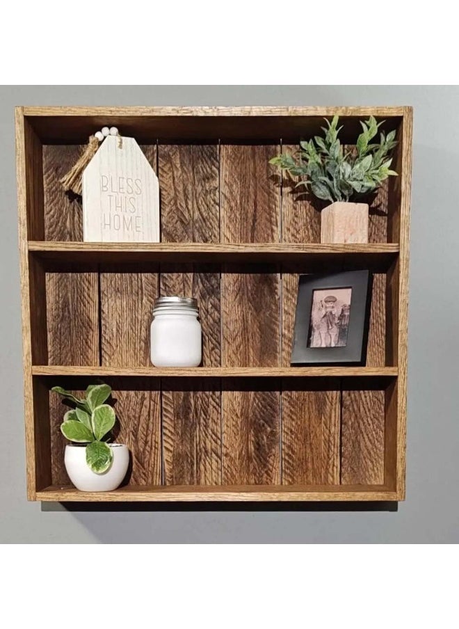 Horoof Home Horoof Home® Rustic Wooden Wall Shelf – 3-Tier Floating Display Shelf  - Image 1