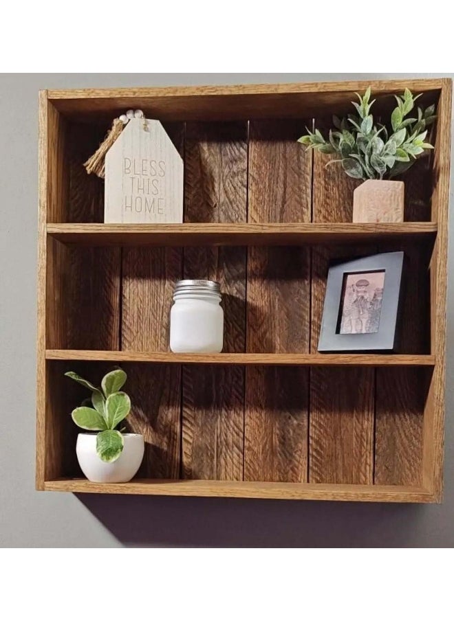 Horoof Home Horoof Home® Rustic Wooden Wall Shelf – 3-Tier Floating Display Shelf  - Image 5