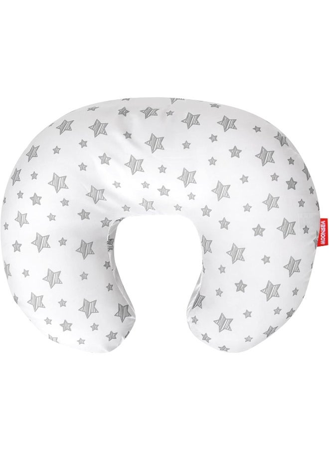 Moonsea Moonsea Nursing Pillow Cover White with Star Print, Snug Fits Boppy Nursing Pillows, Breastfeeding Nursing Pillow Slipcovers Super Soft, for Breastfeeding Moms  - Image 1