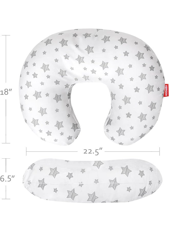 Moonsea Moonsea Nursing Pillow Cover White with Star Print, Snug Fits Boppy Nursing Pillows, Breastfeeding Nursing Pillow Slipcovers Super Soft, for Breastfeeding Moms  - Image 4