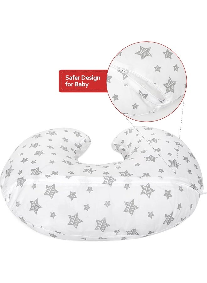 Moonsea Moonsea Nursing Pillow Cover White with Star Print, Snug Fits Boppy Nursing Pillows, Breastfeeding Nursing Pillow Slipcovers Super Soft, for Breastfeeding Moms  - Image 2