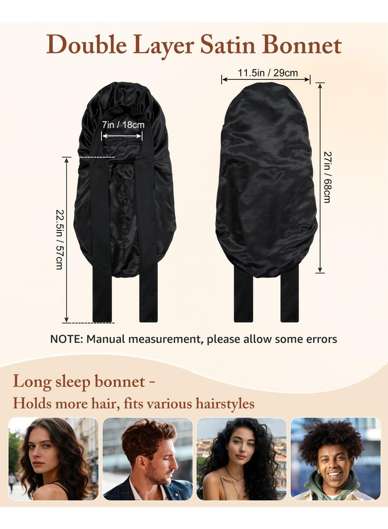 womens Double Layer Long Satin Bonnet Long Satin Bonnet (pack of 1) - Image 2