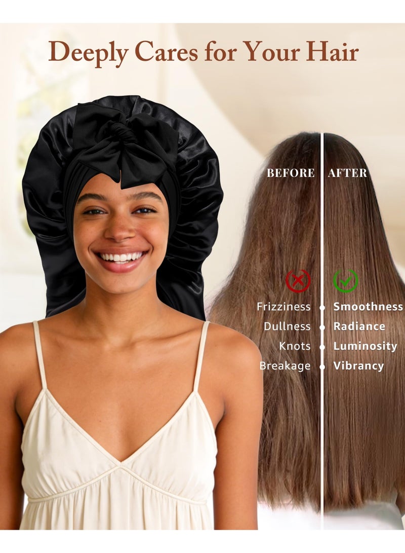 womens Double Layer Long Satin Bonnet Long Satin Bonnet (pack of 1) - Image 4