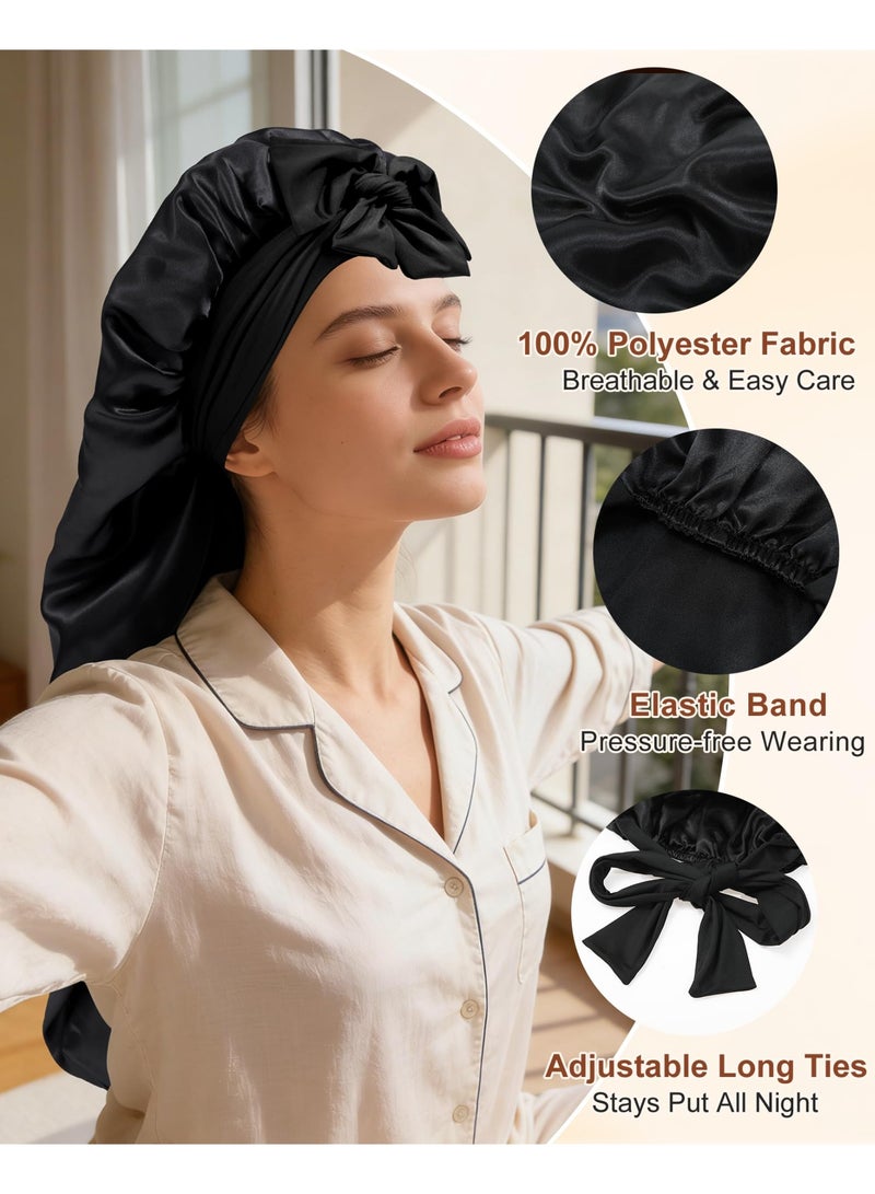 womens Double Layer Long Satin Bonnet Long Satin Bonnet (pack of 1) - Image 3