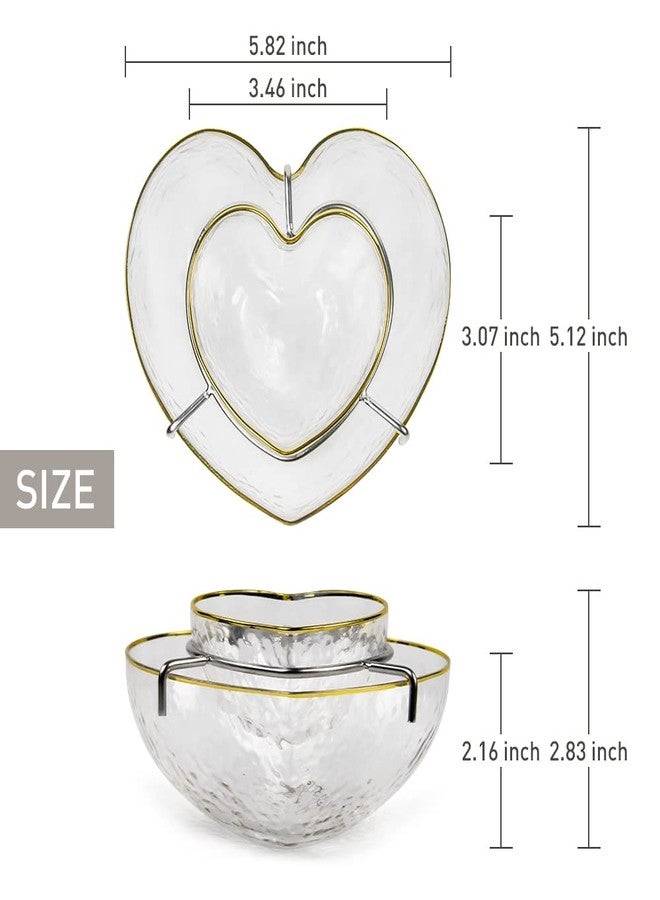 DUEBEL Glass Caviar Dish, Gold-plating Edge Heart Shape Caviar Server Set Plus 2 pcs. x Mother of Pearl Spoon – Caviar Chiller, Shrimp Serving Chiller for Bar, Restaurant, Catering Events - Image 4