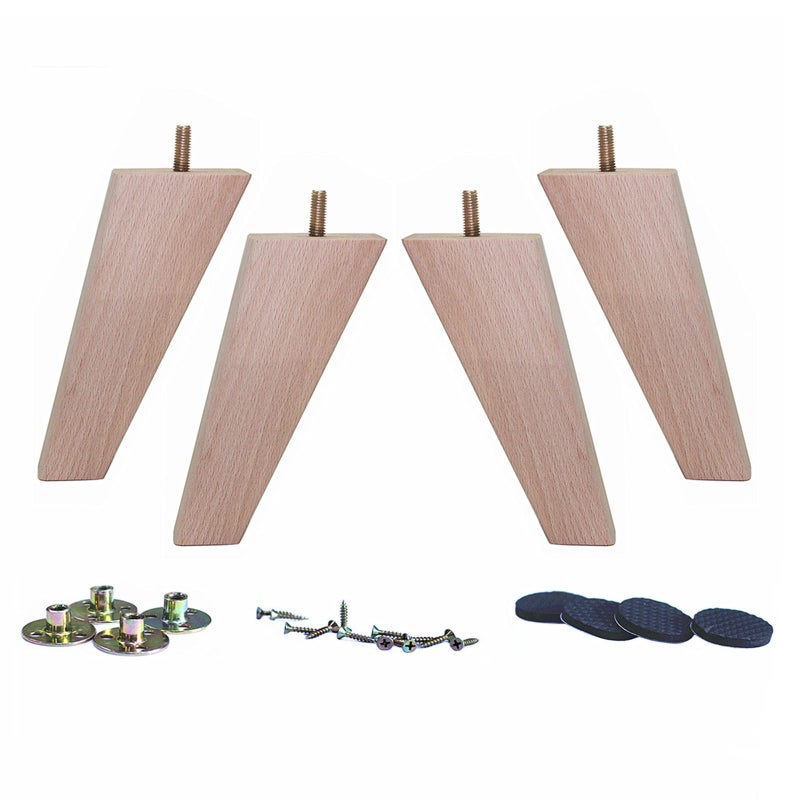 WEICHUAN Tapered Solid Beech Wood Furniture Legs for Sofa Couch Chair Ottoman Loveseat Table Cabinet Legs Furniture Feet Replacement45 Slant Set of 4