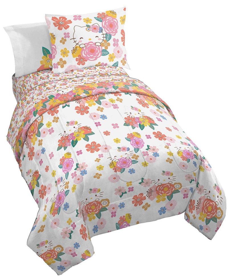 Jay Franco Hello Kitty Twin Size Comforter Set 7 Piece Bedding Includes Sheet Set Pillow Covers Super Soft Floral Bedding - Image 2