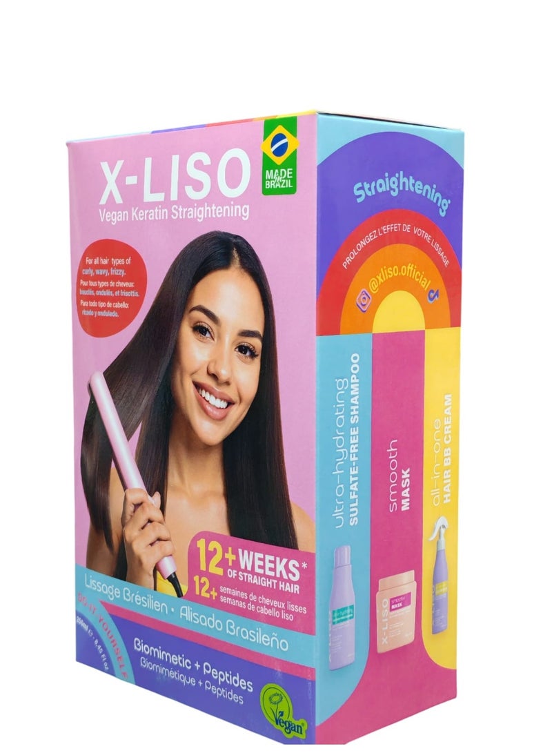 إكس ليزو مجموعة فرد الشعر بالكيراتين النباتي من اكس-ليسو (X-LISO) - 3 خطوات لشعر ناعم ومفرود يدوم حتى 12 أسبوعاً - Image 1