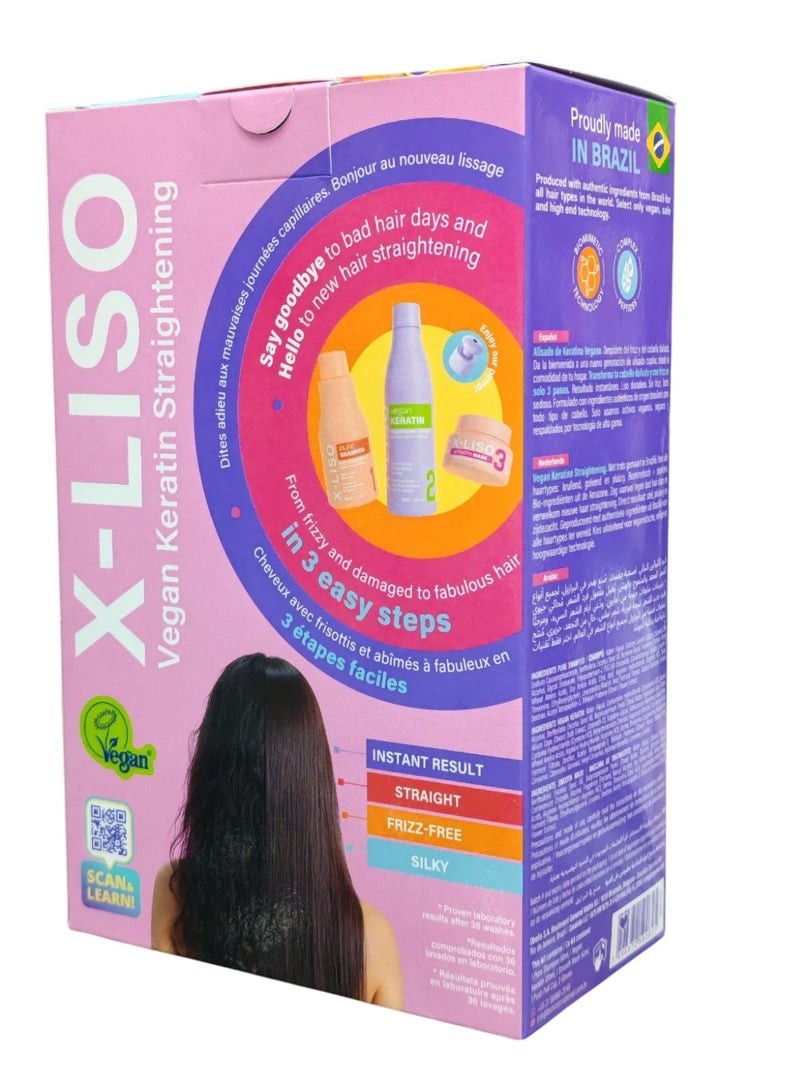 إكس ليزو مجموعة فرد الشعر بالكيراتين النباتي من اكس-ليسو (X-LISO) - 3 خطوات لشعر ناعم ومفرود يدوم حتى 12 أسبوعاً - Image 2