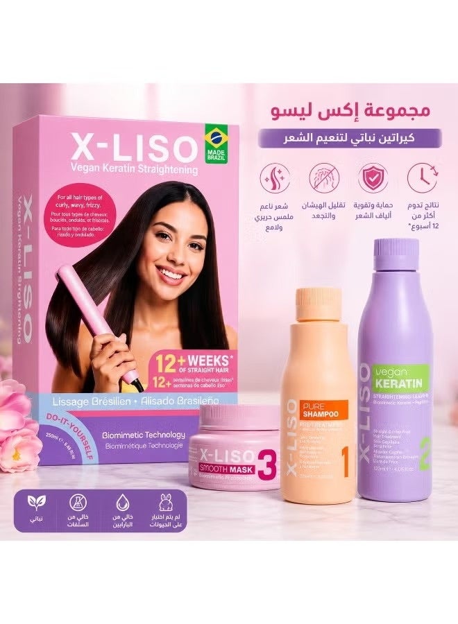 إكس ليزو مجموعة فرد الشعر بالكيراتين النباتي من اكس-ليسو (X-LISO) - 3 خطوات لشعر ناعم ومفرود يدوم حتى 12 أسبوعاً - Image 4