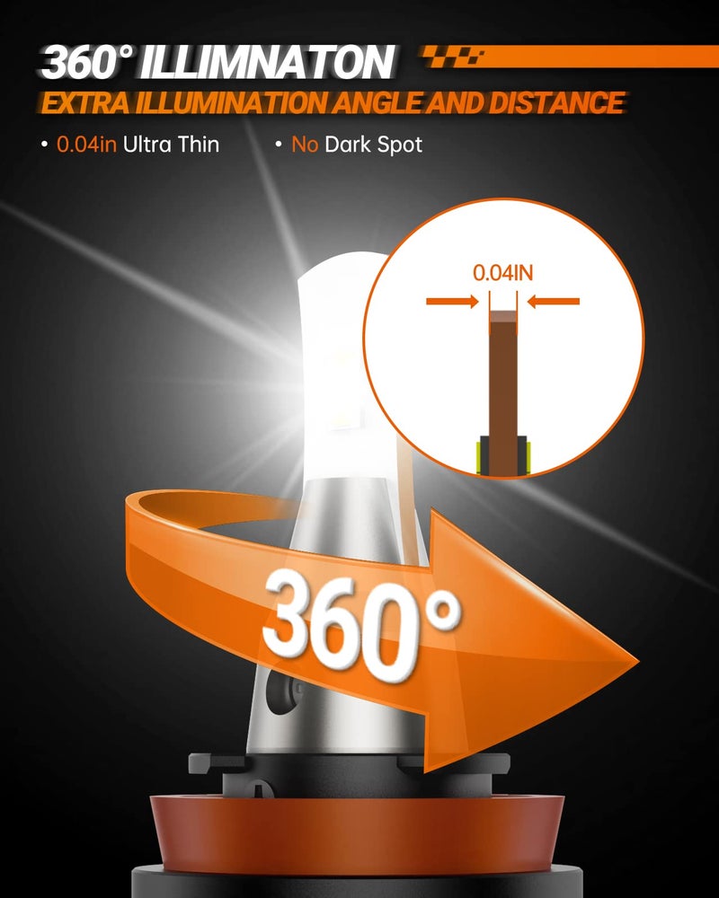SEALIGHT 9005 H11 Bulbs Combo, 92000LM 800% Brightness 9005/HB3 High H11 High Low Beam Bulbs, 6000K Cool White with Silent Fan, IP68, 360Â° Adjustable, L2 Powersports Headlight Bulbs, Pack of 4 - Image 3
