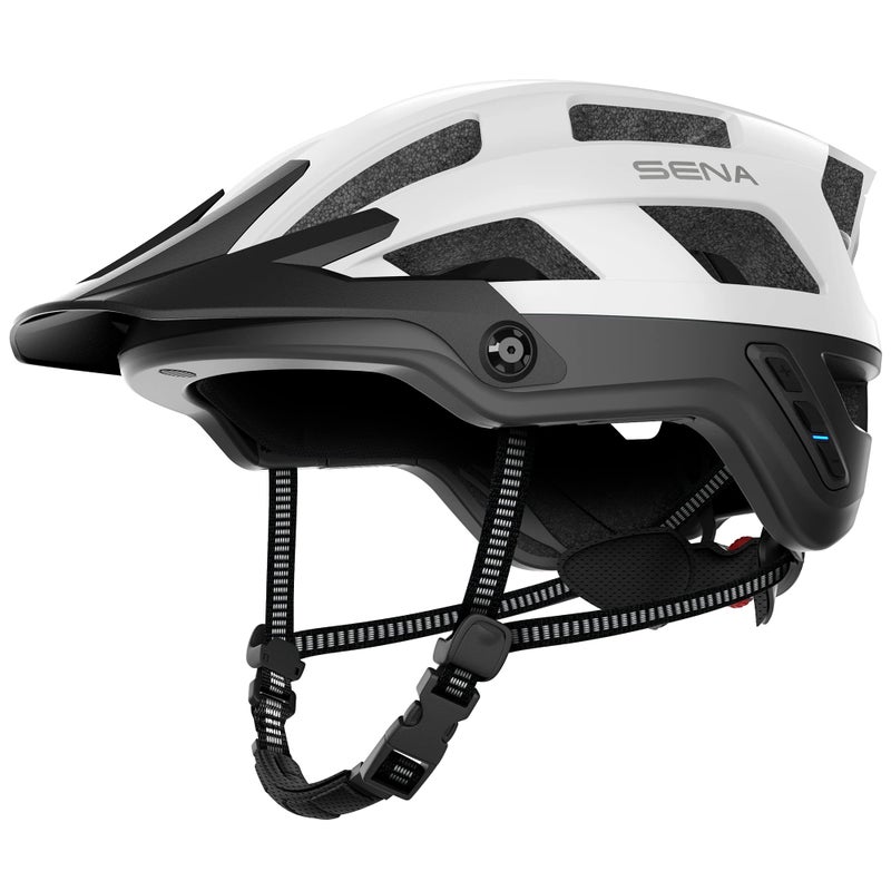 Sena M1 EVO Smart Mountain Bike Bluetooth Helmet Integrated Mesh Intercom System Matte White Large