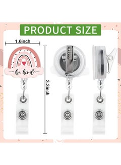 VOCHIC Retractable Badge Holders Nurse Badge Reel Rainbow Boho Be Kind Cute Nursing Badge Reel Badge Holder With Swivel Clip Badge Reels Retractable For Nurses Doctor Medical Student Teacher Work Office  - Image 3