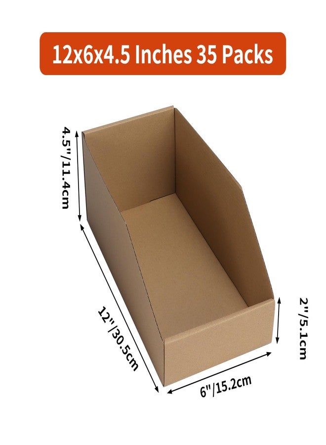 ZBEIVAN Corrugated Cardboard Storage Bins,12x6x4.5inch, 35 Packs, Brown - Image 2
