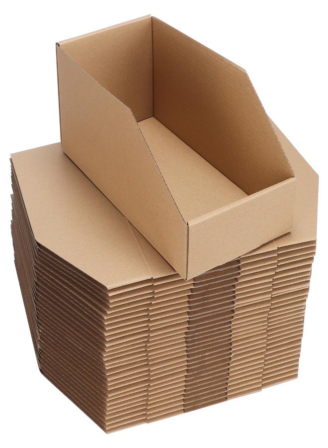 ZBEIVAN Corrugated Cardboard Storage Bins,12x6x4.5inch, 35 Packs, Brown - Image 1
