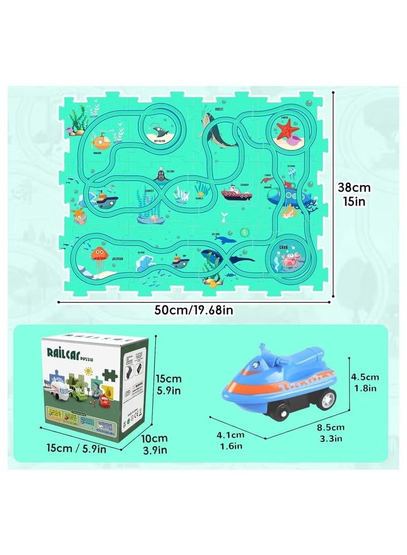 25 PCS Puzzles for Kids Ages 3 to 5 Number Blocks Set Magic Tracks Toddler Puzzle Car Tracks Toys for 3 4 5 6 Year Old Boys Girls Montessori Toys for Kids Ocean - Image 3
