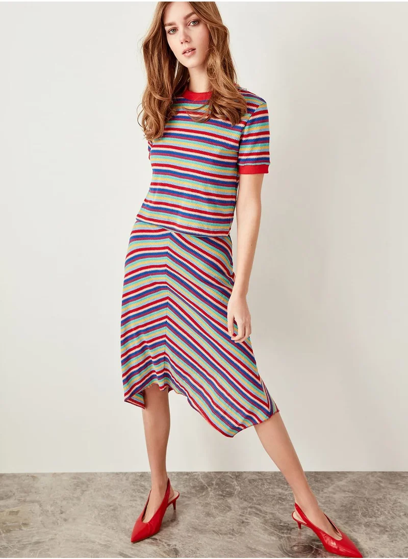 trendyol Asymmetric Striped Skirt