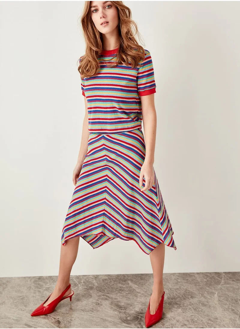 trendyol Asymmetric Striped Skirt