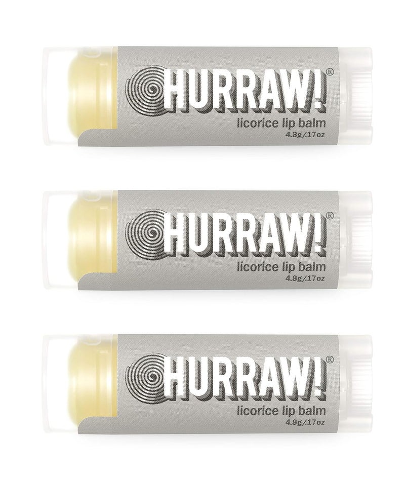 Hurraw Licorice Lip Balm 3 Pack Organic Certified Vegan Cruelty and Gluten Free NonGMO 100 Natural Ingredients Bee Shea Soy and Palm Free Made in USA