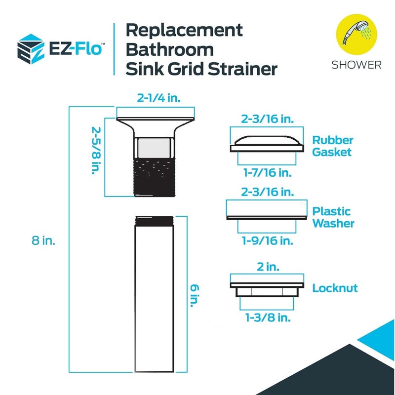 Eastman EZ-FLO 1-1/4 Inch x 8 Inch Replacement Bathroom Sink Grid Strainer, Chrome Plated, 35072 - Image 5