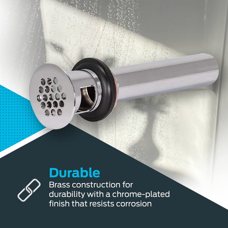 Eastman EZ-FLO 1-1/4 Inch x 8 Inch Replacement Bathroom Sink Grid Strainer, Chrome Plated, 35072 - Image 2