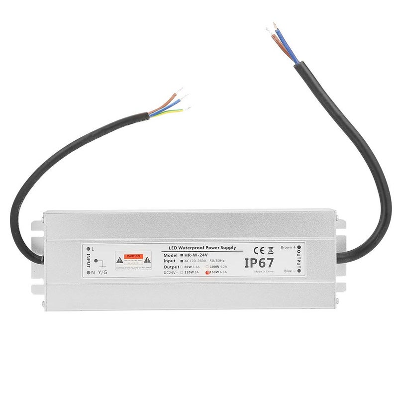 24V 150W LED Driver Power Supply, IP67 Aluminum Shell, 6.25A Output Current - Stable Voltage Output, Multiple Protections, Ideal for Indoor LED Lighting - Image 1