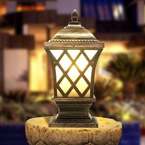 kinis Golden Antique Aluminium Casting Classic Lamp/Gate Light/Outdoor Lamp/Outdoor Light/Pillar Light at Entrance Outdoor Home, Restaurant, Office, etc. (Pack of 2, Without Bulb) - Image 5