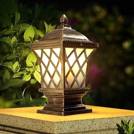 kinis Golden Antique Aluminium Casting Classic Lamp/Gate Light/Outdoor Lamp/Outdoor Light/Pillar Light at Entrance Outdoor Home, Restaurant, Office, etc. (Pack of 2, Without Bulb) - Image 4