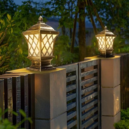 kinis Golden Antique Aluminium Casting Classic Lamp/Gate Light/Outdoor Lamp/Outdoor Light/Pillar Light at Entrance Outdoor Home, Restaurant, Office, etc. (Pack of 2, Without Bulb) - Image 1