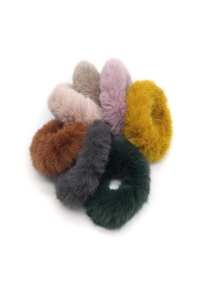 Minta Soft Fluffy Fur Elastic Multicolor Hair Rubber Bands for Kids Girls Women, Silky Hair Bands - 6PC - Image 1