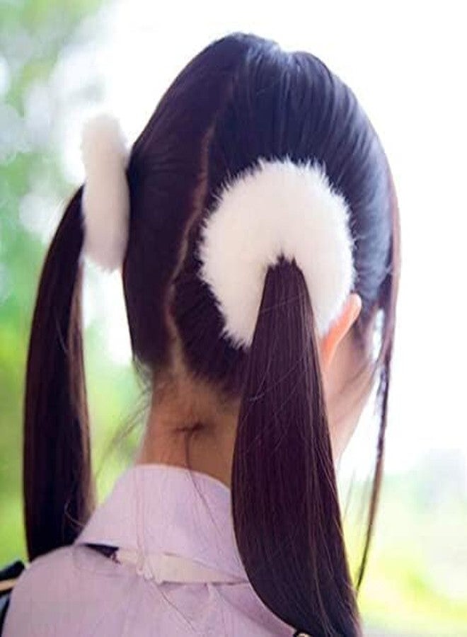 Minta Soft Fluffy Fur Elastic Multicolor Hair Rubber Bands for Kids Girls Women, Silky Hair Bands - 6PC - Image 4