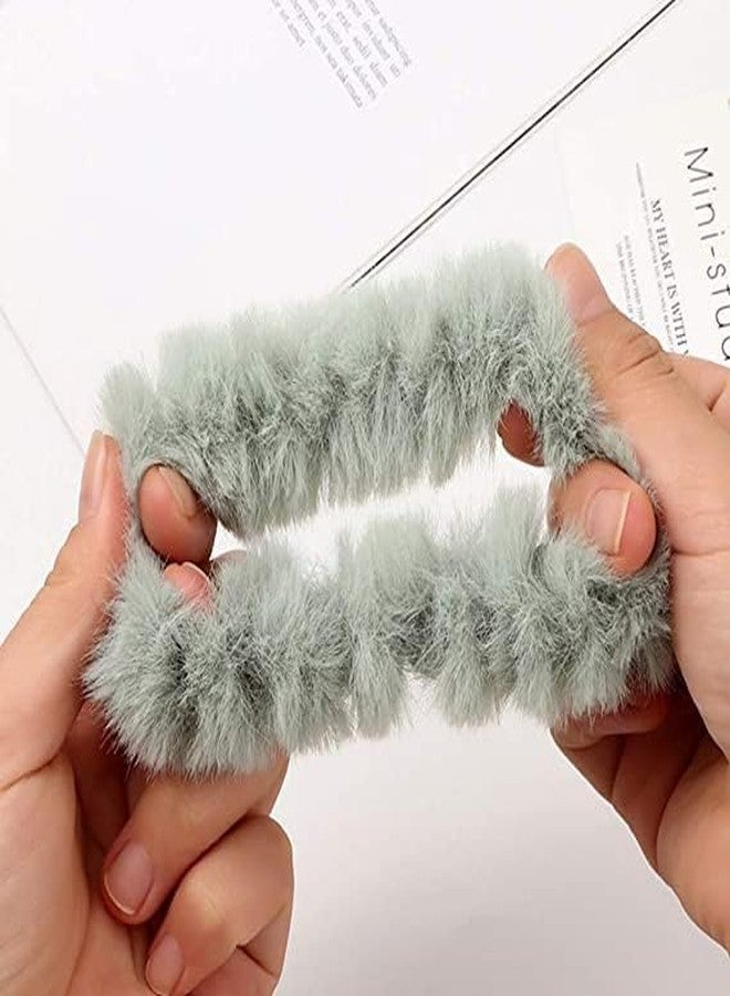 Minta Soft Fluffy Fur Elastic Multicolor Hair Rubber Bands for Kids Girls Women, Silky Hair Bands - 6PC - Image 3