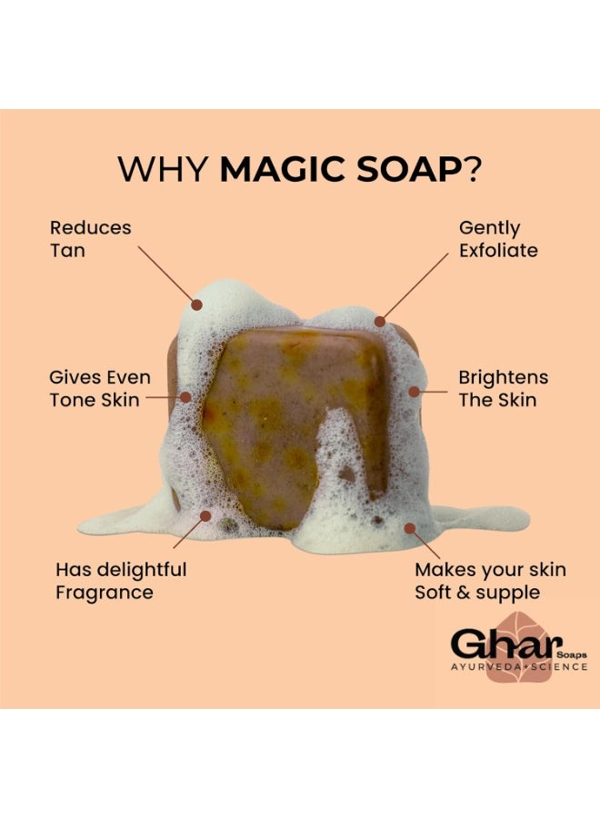 Ghar Soaps Sandalwood & Saffron Magic Soaps For Bath (100 Gms Pack Of 2) | Paraben Free | Chandan & Kesar Bath Soap | Handmade Soaps For Glowing | Skin Brightening Soap For Men & Women - Image 4