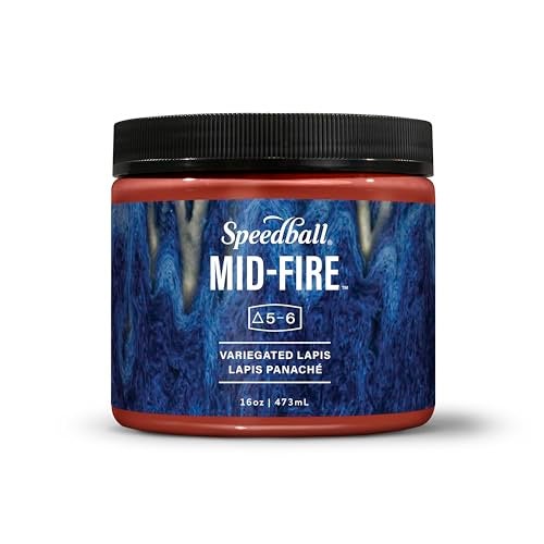 Speedball Mid-Fire Glaze, Variegated Lapis, 16 Ounce Jar for Pottery and Ceramics - Image 1