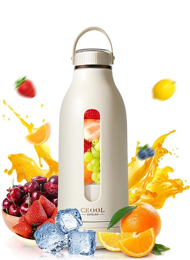 Portable Smoothie Blender with 4 Blades, USB Rechargeable and 400ml Capacity. Ideal for Sports, Travel, Home, Gym.