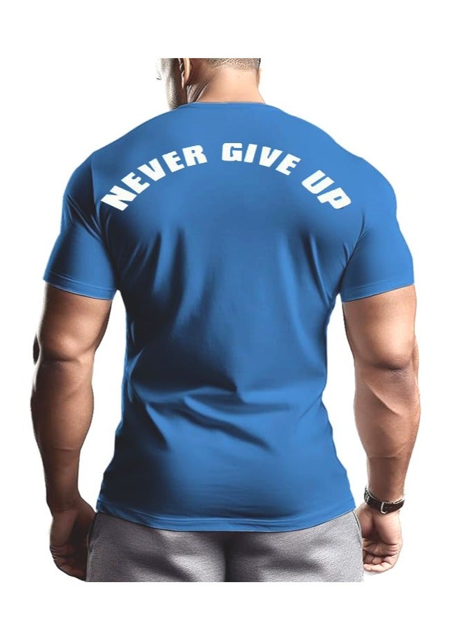 ALCOACH Men's Oversize T-shirt - ALCOACH - NEVER GIVE UP  Printed for exercise, gym and bodybuilding  - Image 2
