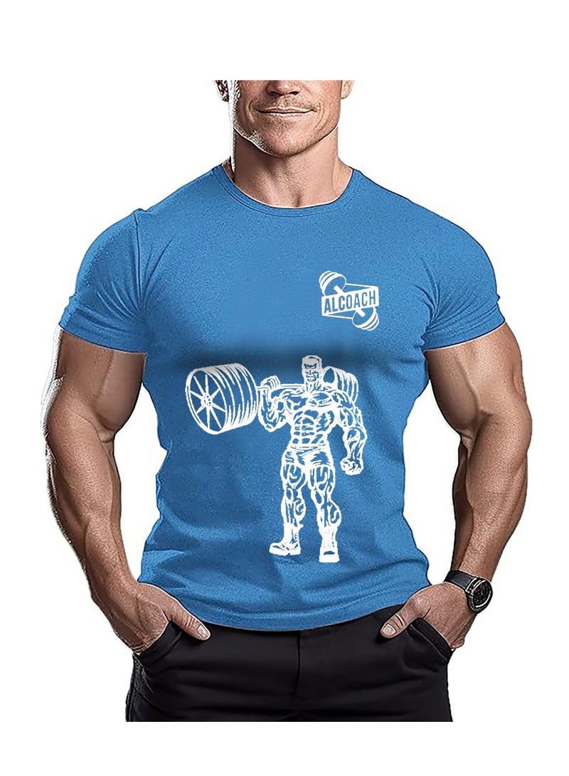 ALCOACH Men's Oversize T-shirt - ALCOACH - NEVER GIVE UP  Printed for exercise, gym and bodybuilding  - Image 1