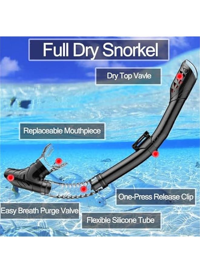 HOOKOR Snorkel Mask Set Snorkeling Gear Dry Snorkel Set and Mask Kids Adults Anti Fog 180 Degree Seaview with Mesh Bag, Scuba Diving Swimming Training Equipment Men Women - Image 3
