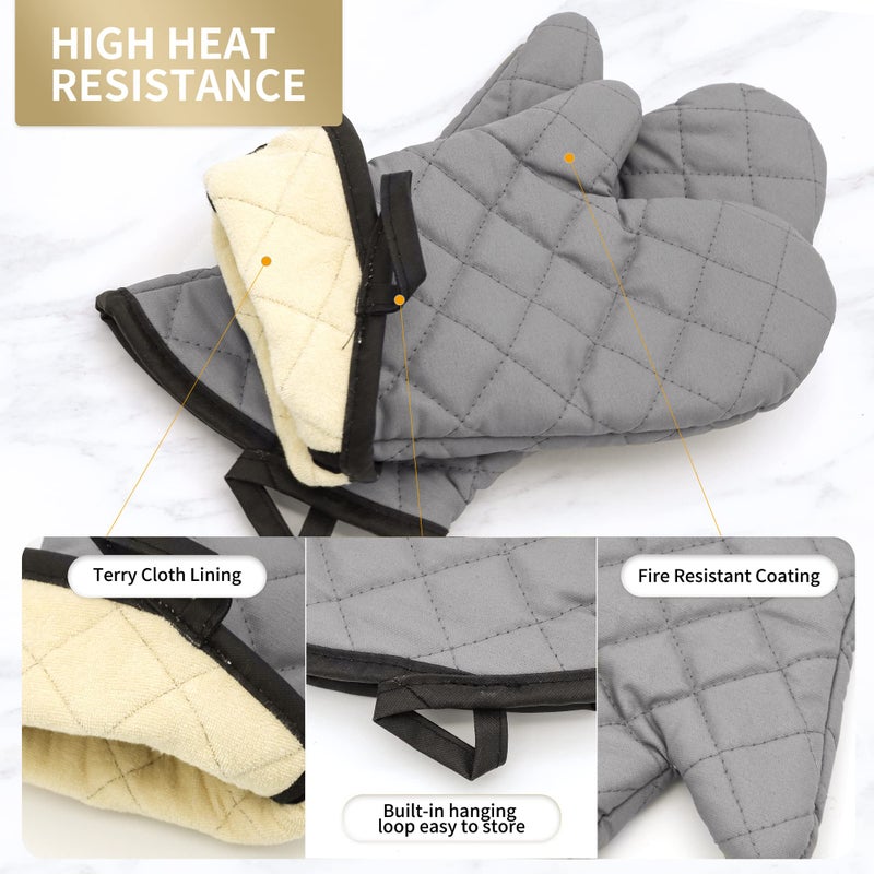 ARCLIBER Oven Mitts 1 Pair of Quilted Terry Cloth Cotton Lining,Extra Long Professional Classic Oven Mitt Heat Resistant Kitchen Oven Gloves,16 Inch - Image 2