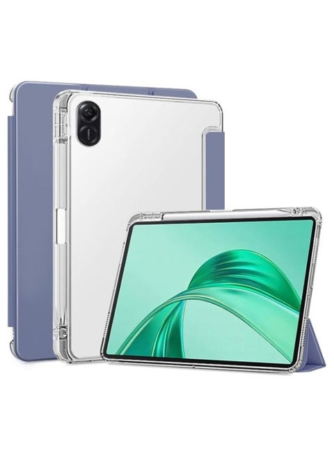 حافظة متوافقة مع لوحة Honor Pad X8a بحجم 11 بوصة لعام 2024، غلاف رفيع من البولي يوريثين مع مكان للقلم، يدعم وظيفة تفعيل الشاشة وإيقافها تلقائيًا مع وظيفة حامل وغلاف صلب شفاف الخلفية.