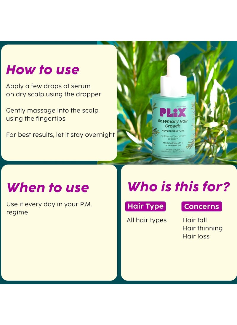 PLIX THE PLANT FIX - Rosemary Hair Growth Serum with 3% Redensyl, 4% AnaGain and 3% Baicapil that Stimulates Hair Growth, Increase Hair Density Thickens Hair For Men And Women, 30ml - Image 1