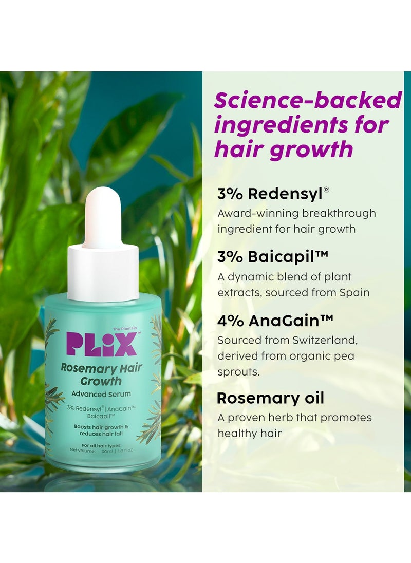 PLIX THE PLANT FIX - Rosemary Hair Growth Serum with 3% Redensyl, 4% AnaGain and 3% Baicapil that Stimulates Hair Growth, Increase Hair Density Thickens Hair For Men And Women, 30ml - Image 1
