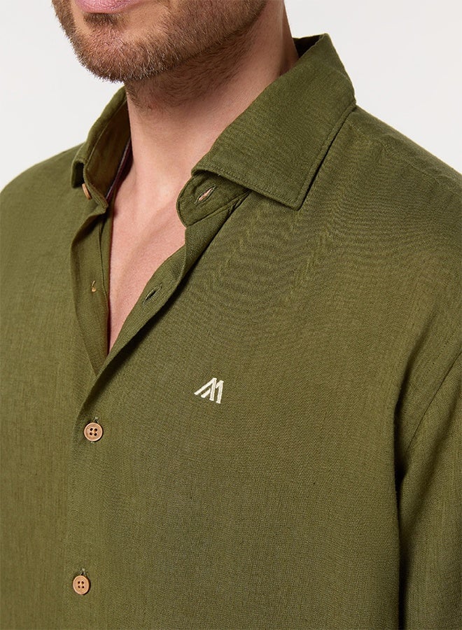 Mannerism The Forest Canopy Olive Green Lyocell Shirt with Natural Calm - Image 5