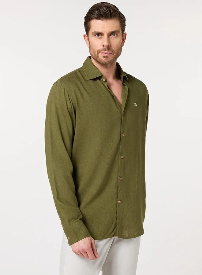 تكلف The Forest Canopy Olive Green Lyocell Shirt with Natural Calm