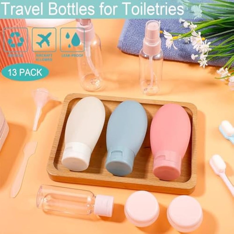 Maggidea Travel Bottle Set, 13PCS Travel Bottles for Toiletries, Leak Proof Refillable Squeezable, Empty Containers with Bag for Toiletries, Cosmetic, Shampoo, Conditioner, Lotion - Image 2