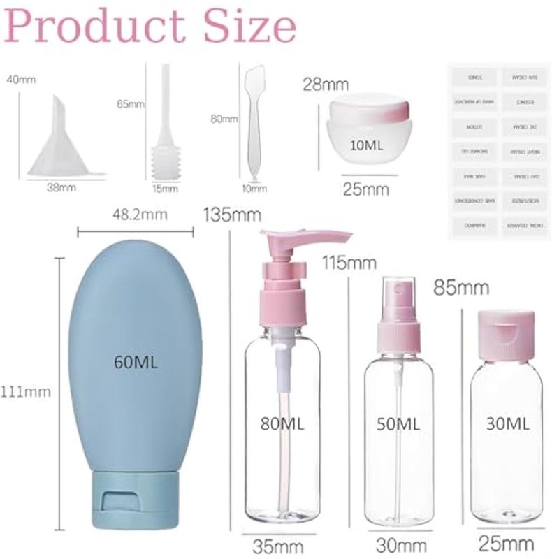 Maggidea Travel Bottle Set, 13PCS Travel Bottles for Toiletries, Leak Proof Refillable Squeezable, Empty Containers with Bag for Toiletries, Cosmetic, Shampoo, Conditioner, Lotion - Image 5