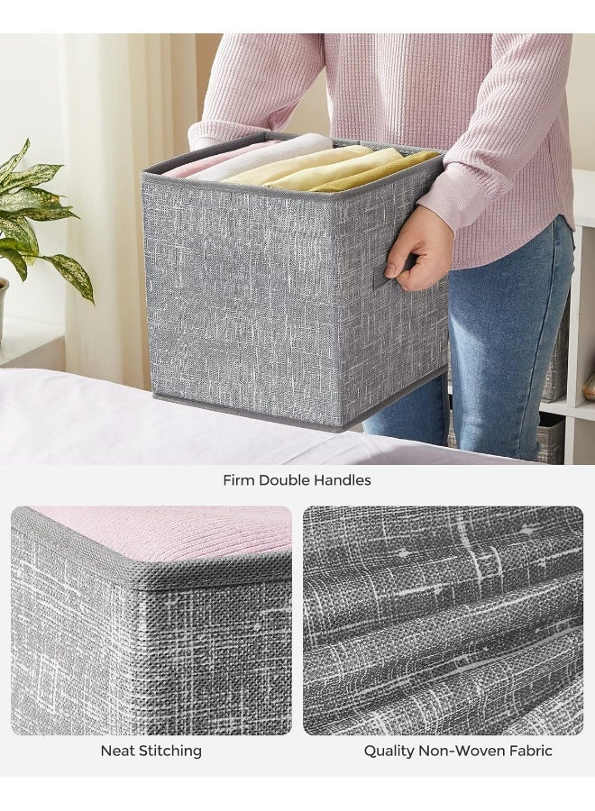 SONGMICS Storage Cubes, 11-Inch Non-Woven Fabric Bins with Double Handles, Set of 6, Closet Organizers for Shelves, Foldable, for Clothes, Gray - Image 5